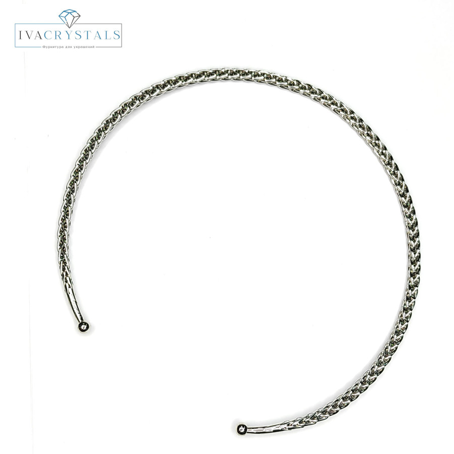 Чокер Плетёный 13,5 см (расширяется), ширина 4,5 мм покрытие Родий