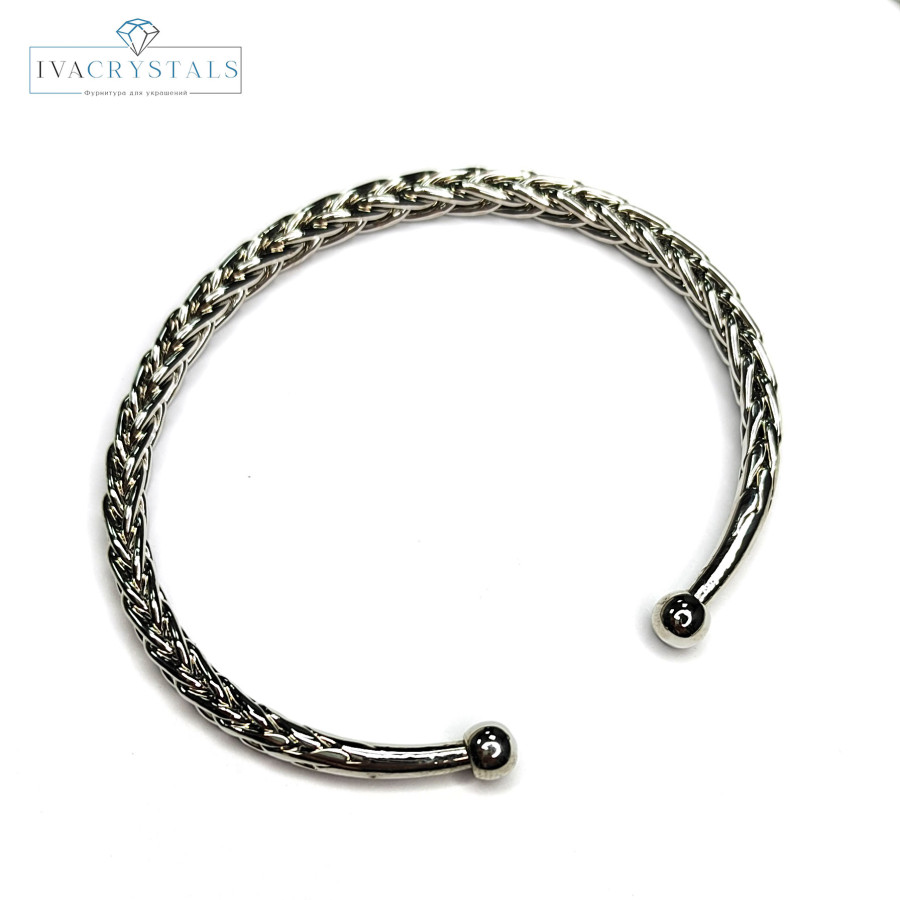 Браслет Плетёный безразмерный, толщина 4,5 мм покрытие Родий