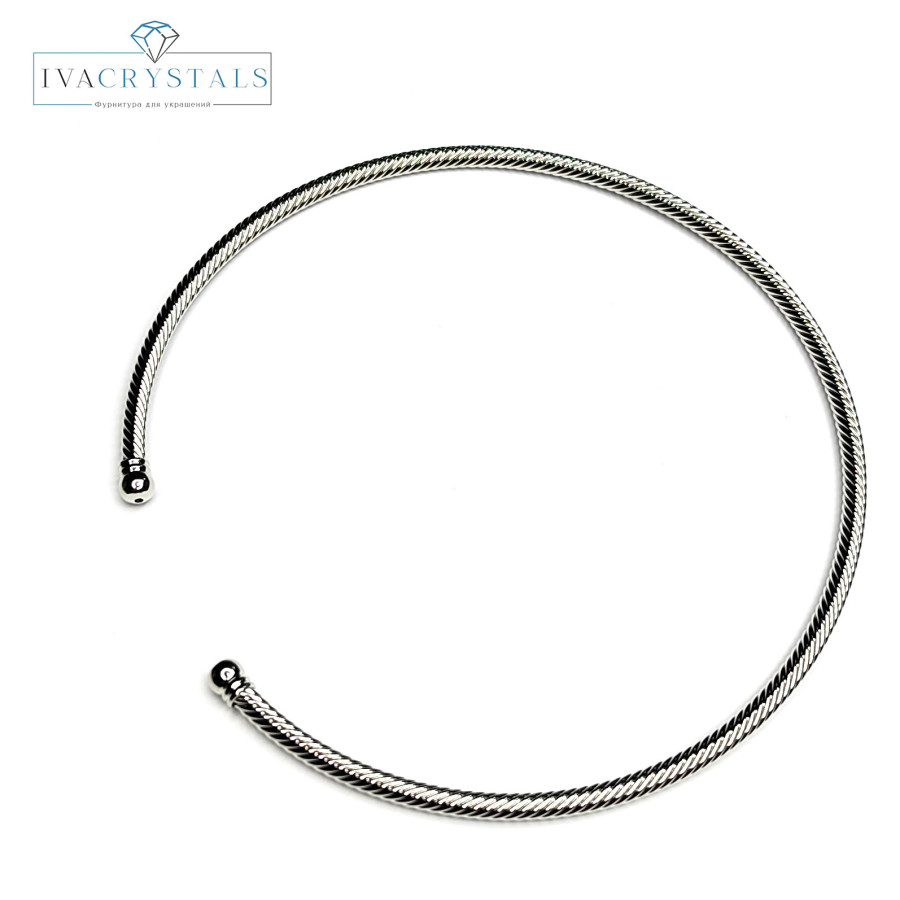 Чокер 13,5 см (расширяется), плетение Шнурок ширина 4 мм покрытие Родий