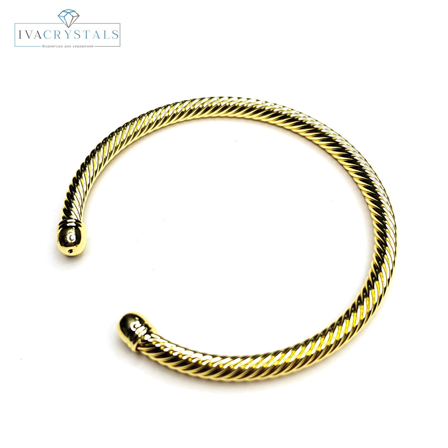 Браслет безразмерный, плетение Шнурок толщина 4 мм покрытие Позолота