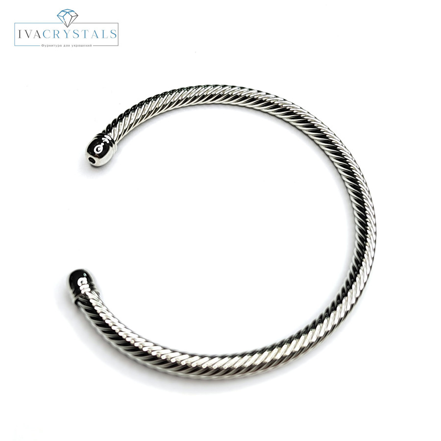 Браслет безразмерный, плетение Шнурок толщина 4 мм покрытие Родий