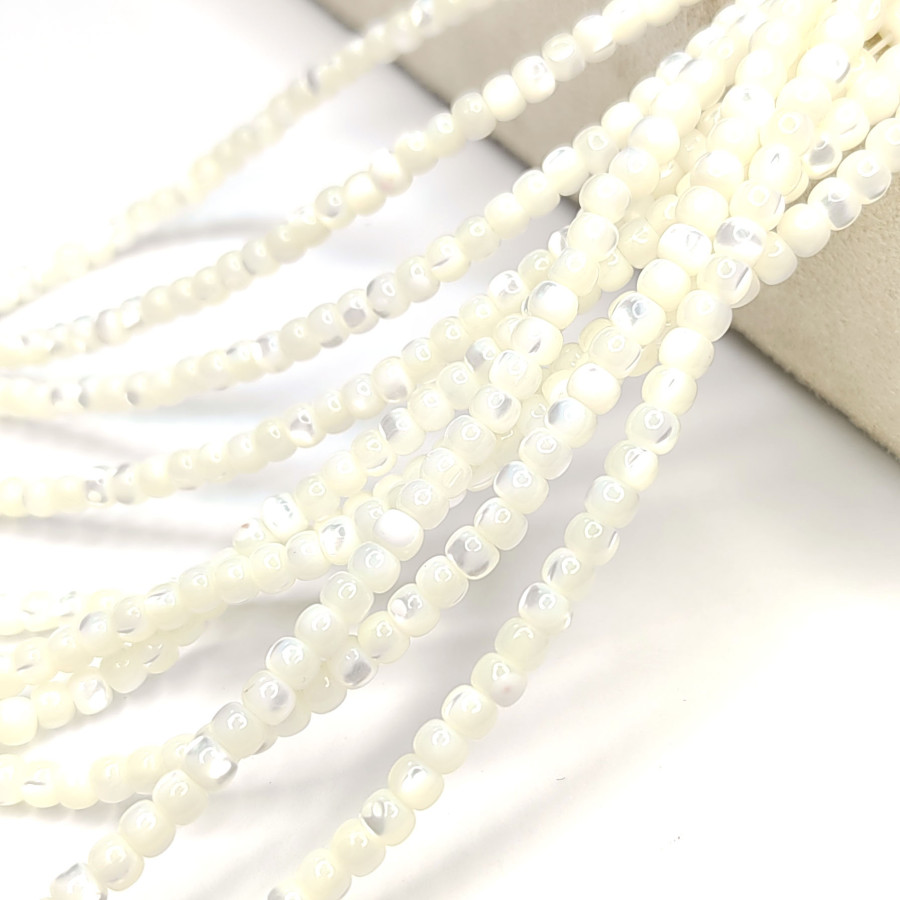 4х3 мм Перламутр натуральный Рондели, НИТЬ 40 см