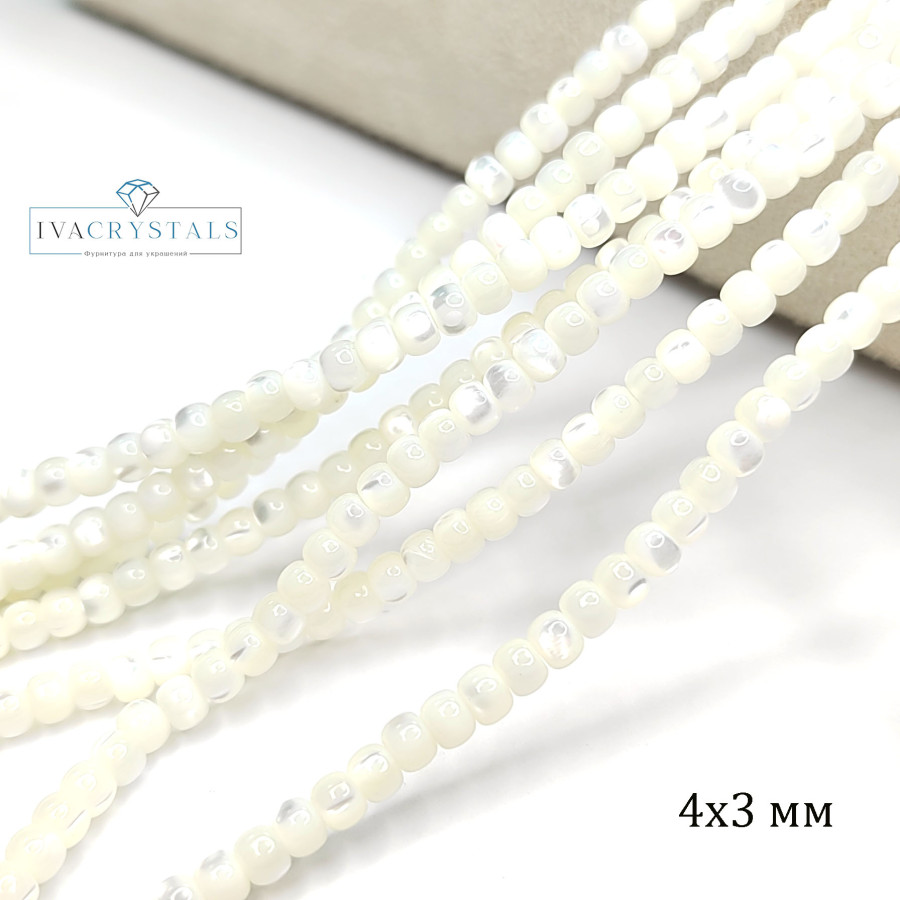 4х3 мм Перламутр натуральный Рондели, НИТЬ 40 см
