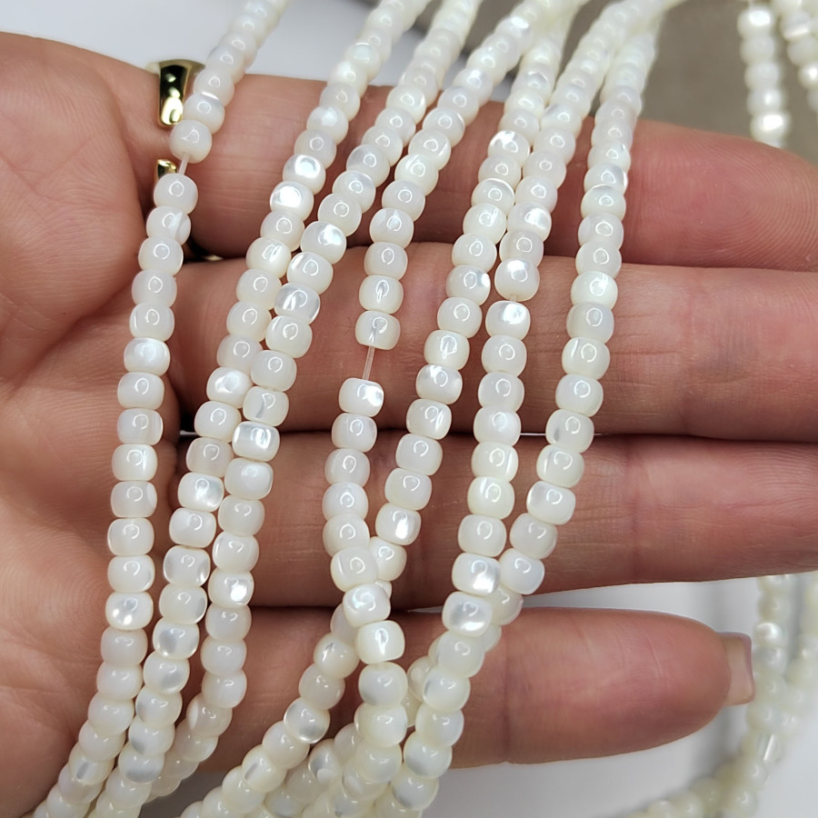 4х3 мм Перламутр натуральный Рондели, НИТЬ 40 см