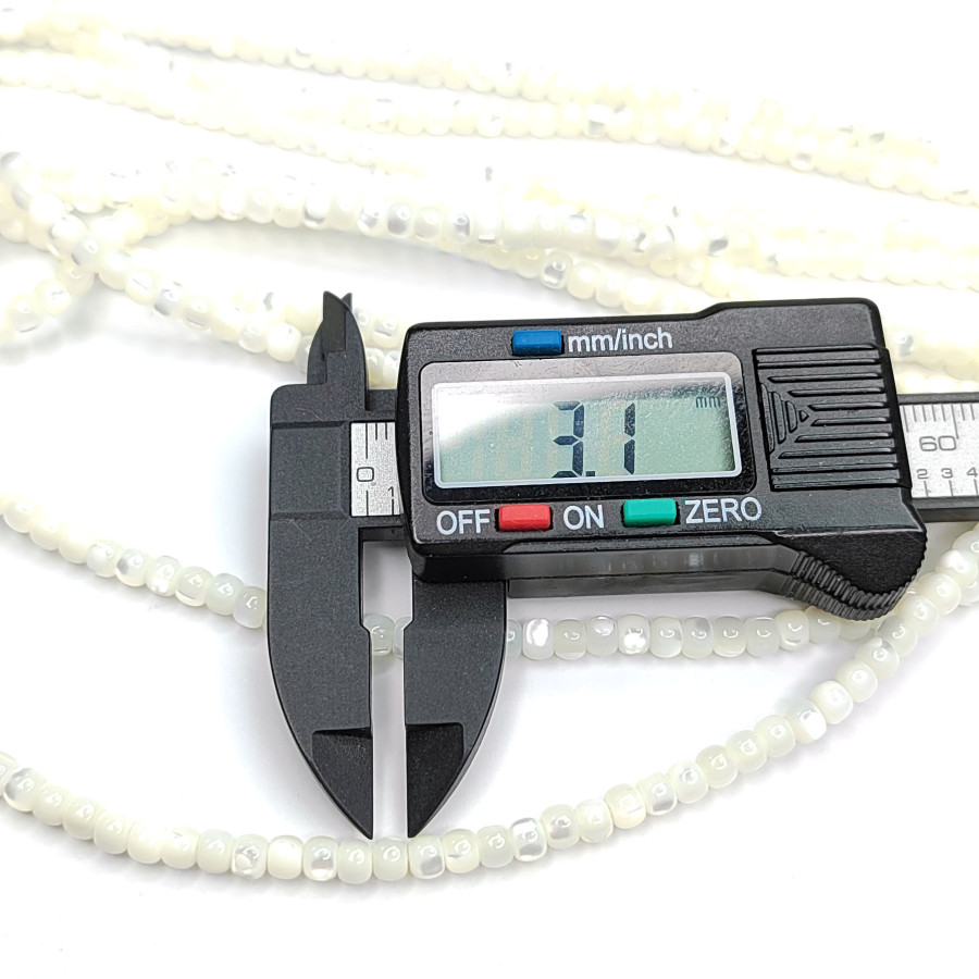 4х3 мм Перламутр натуральный Рондели, НИТЬ 40 см