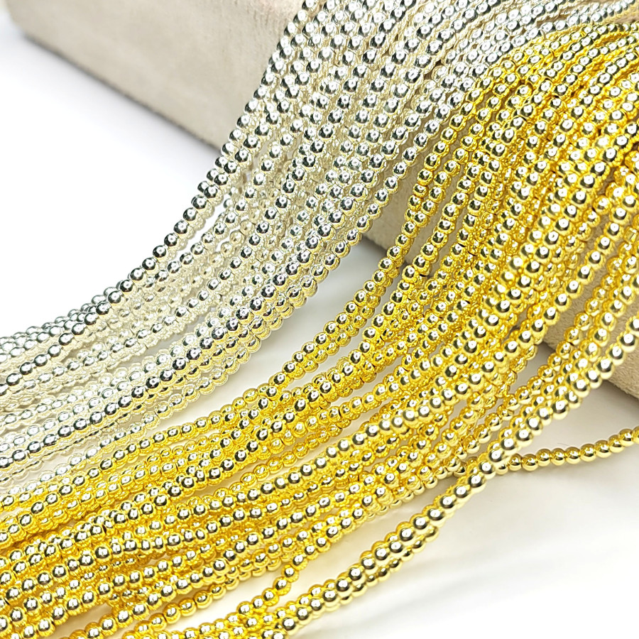 2 мм Гематит гладкий шар, нить 40 см