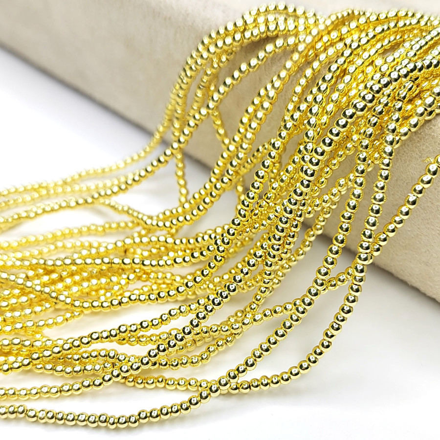 2 мм Гематит гладкий шар, нить 40 см