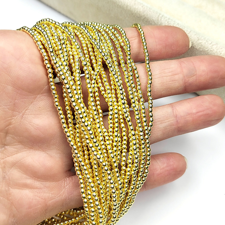 2 мм Гематит гладкий шар, нить 40 см