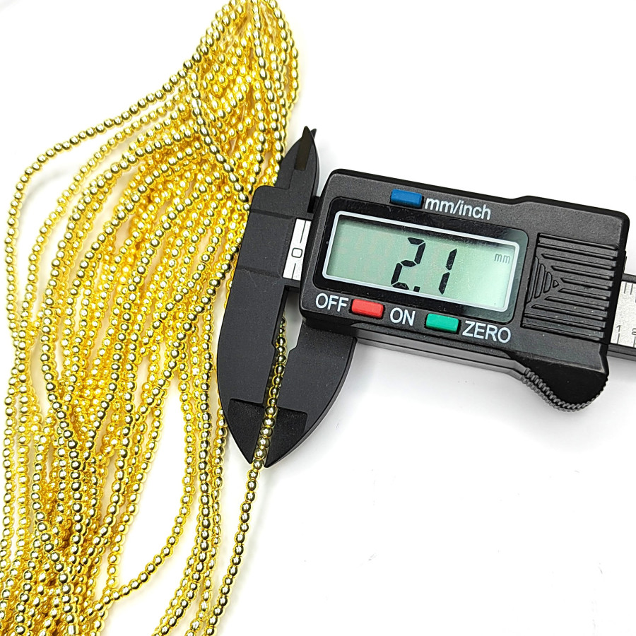 2 мм Гематит гладкий шар, нить 40 см