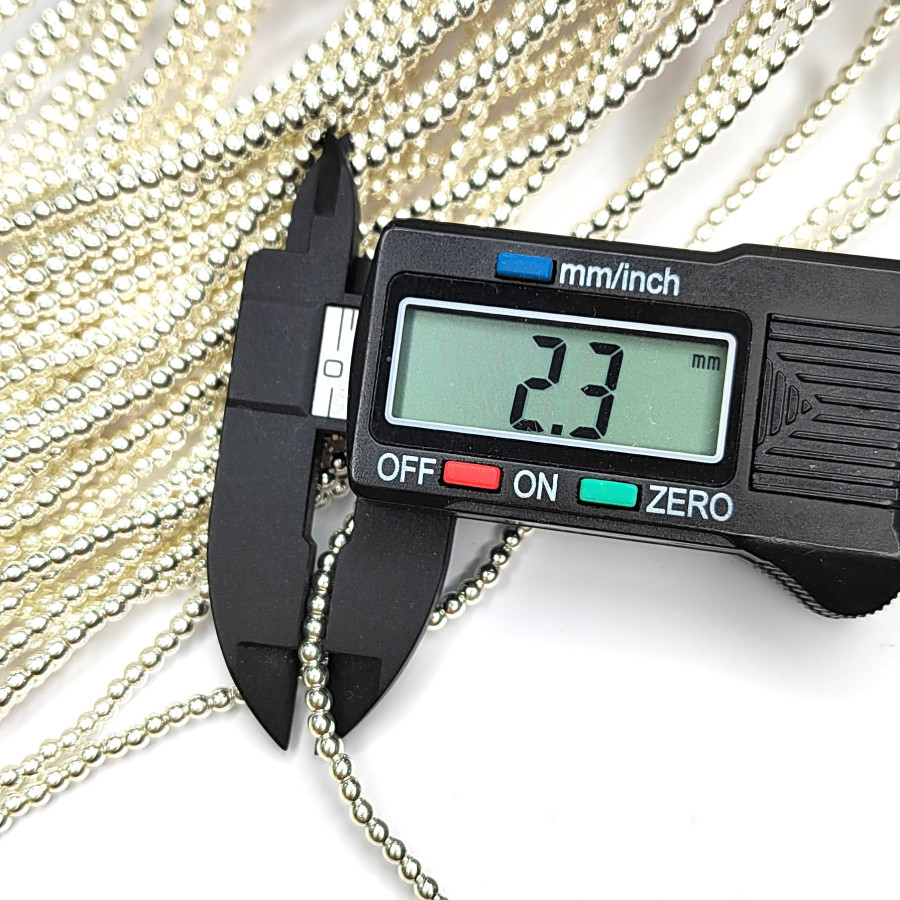 2 мм Гематит гладкий шар, нить 40 см