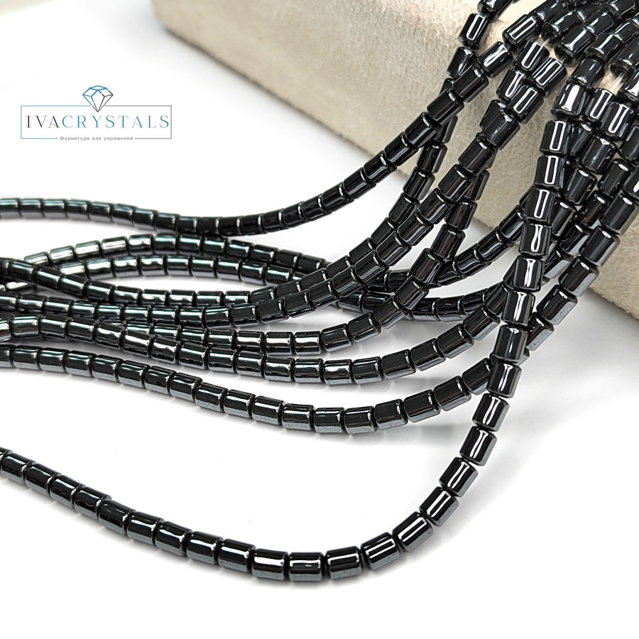Гематит Бочонки 5х4 мм, нить 40-41 см цвет Чёрный