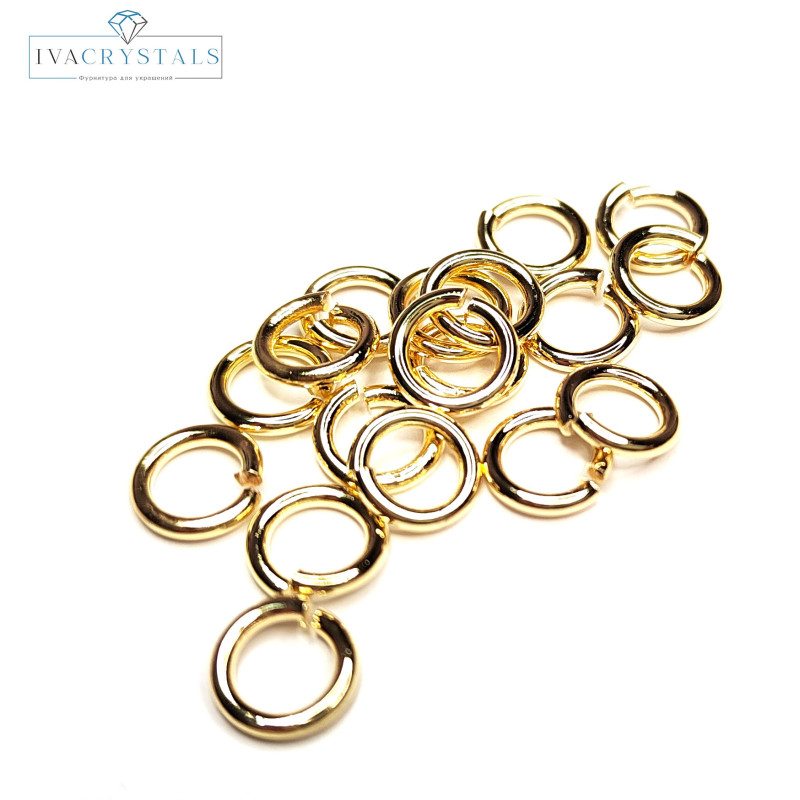 7х1,2 мм Колечки соединительные Толстые, 10 штук покрытие Позолота