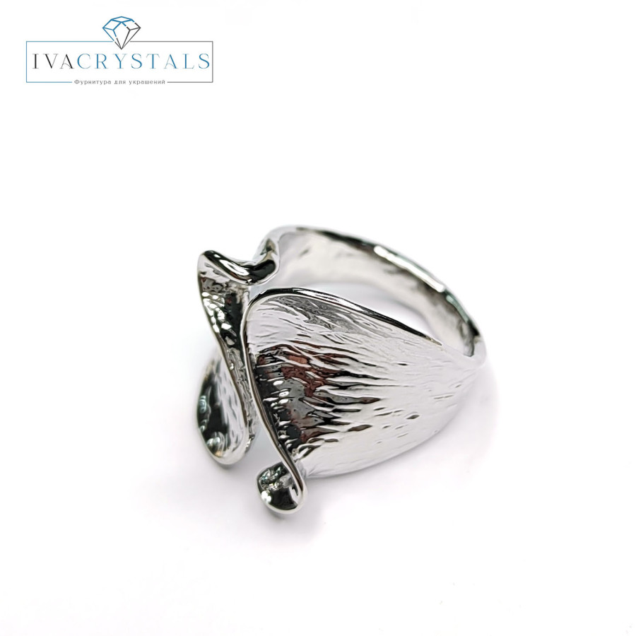 Кольцо широкое текстурное 17 мм, штука покрытие Родий