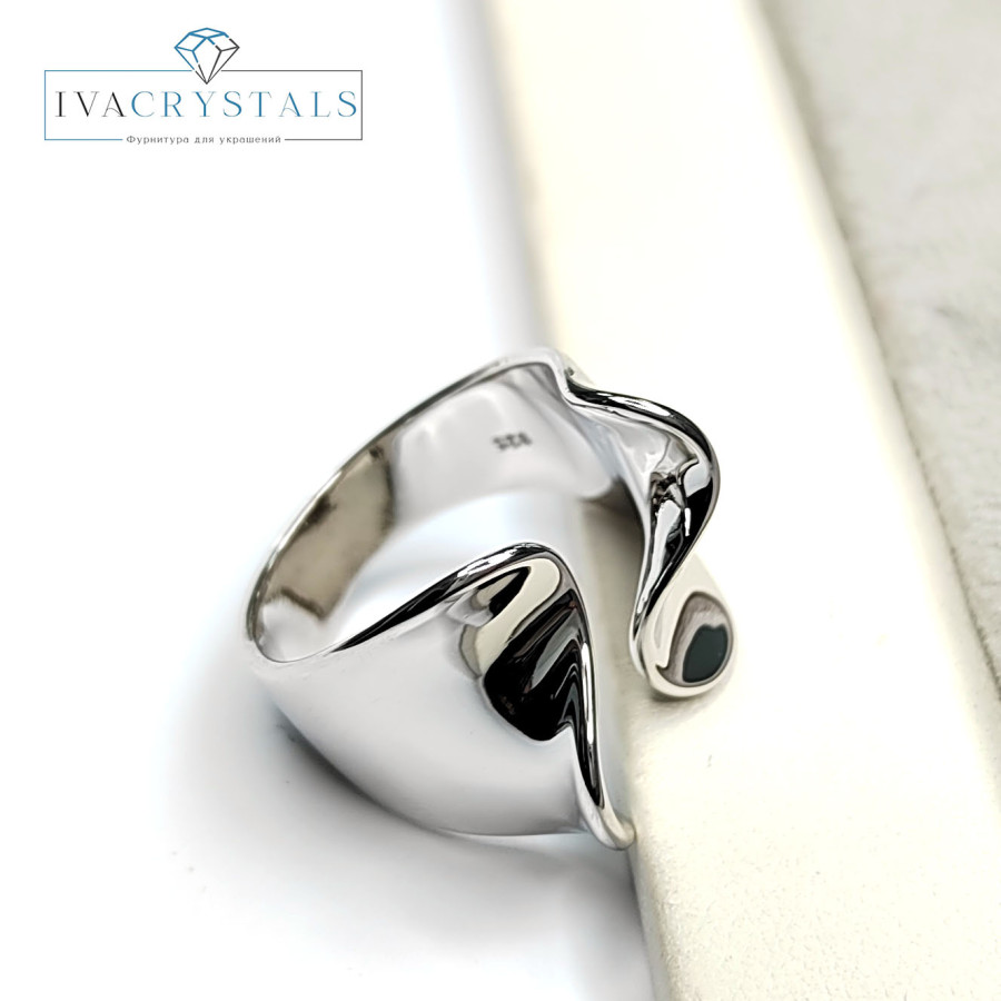 Кольцо широкое 17 мм, штука покрытие Родий