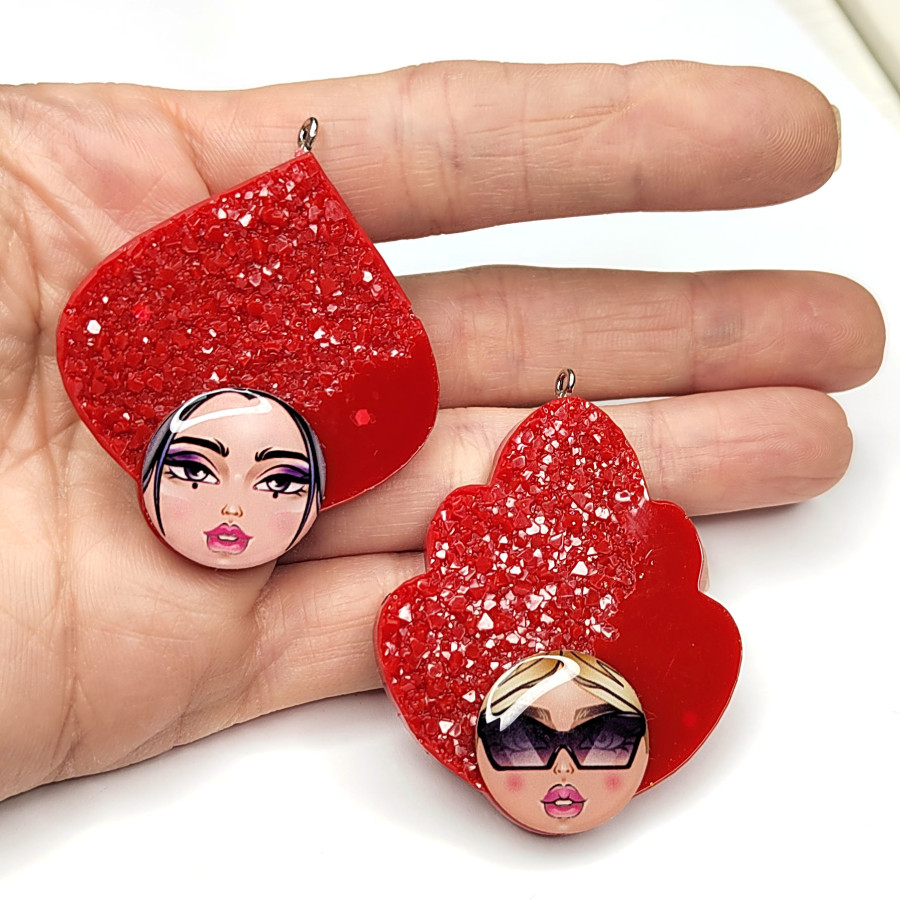 Подвеска Матрёшка акрил 53х42 мм, штука