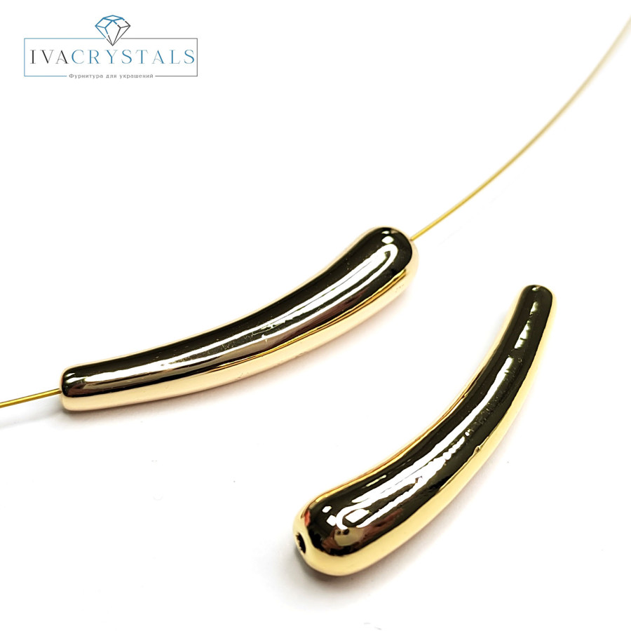 33х6 мм Разделительная бусина - коннектор металлическая, штука покрытие Позолота