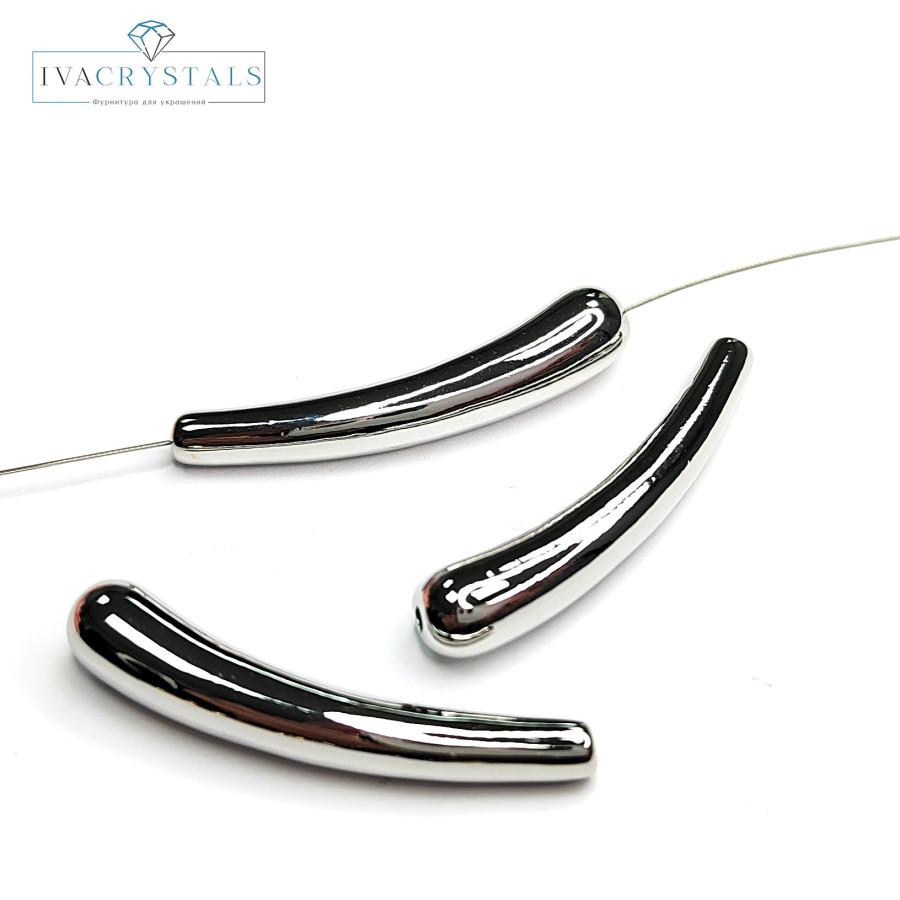 33х6 мм Разделительная бусина - коннектор металлическая, штука покрытие Родий