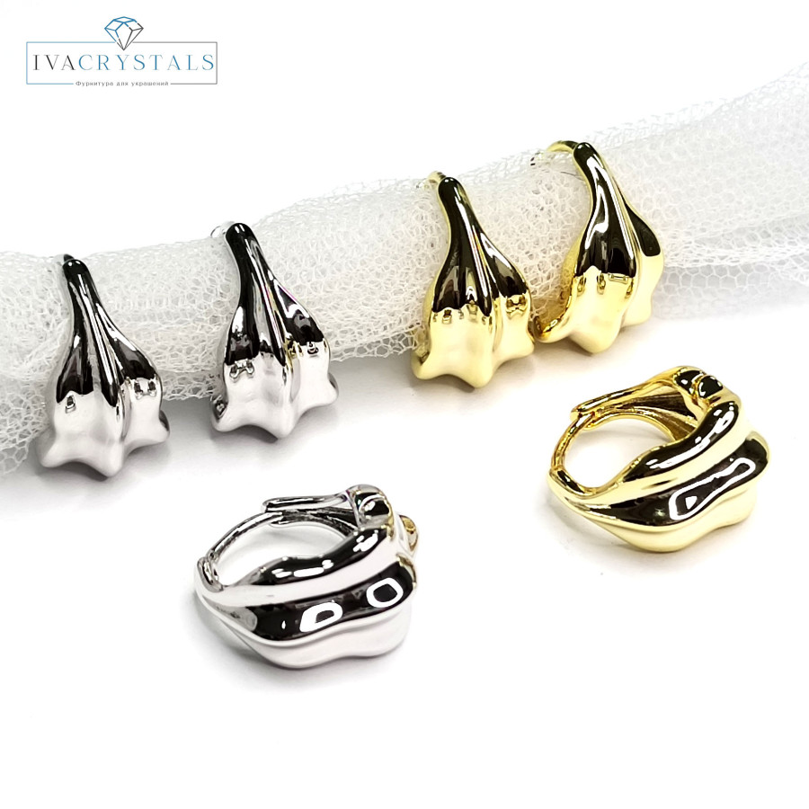 Серьги с застёжкой конго, 15 мм, пара