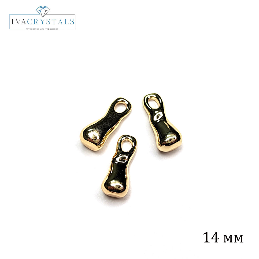 Подвеска палочка волнистая 14 мм, штука покрытие Позолота