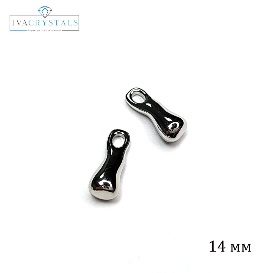 Подвеска палочка волнистая 14 мм, штука покрытие Родий