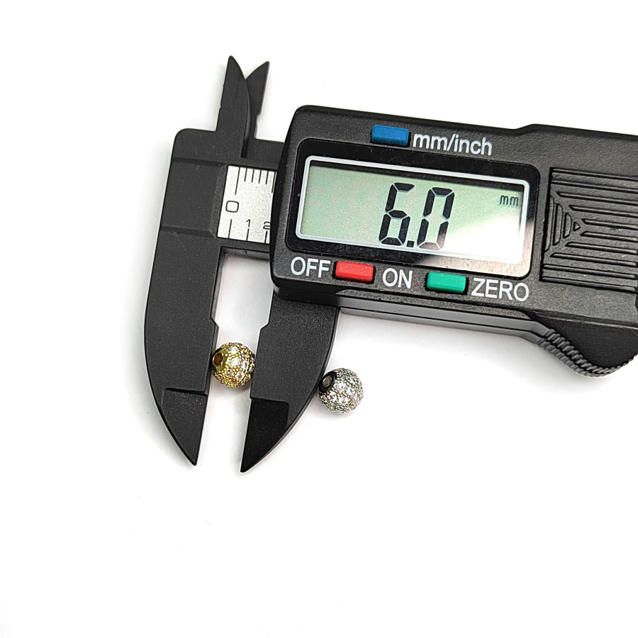 Разделительная бусина с фианитами 6 мм, ШТУКА