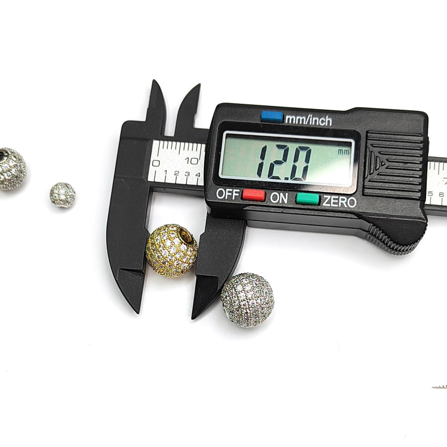 Разделительная бусина с фианитами 12 мм, ШТУКА