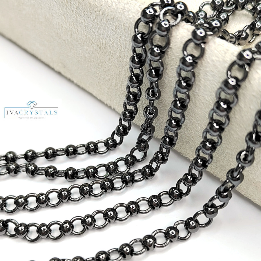 Цепь с шариками, ширина 5 мм, 20 см цвет Чёрный 