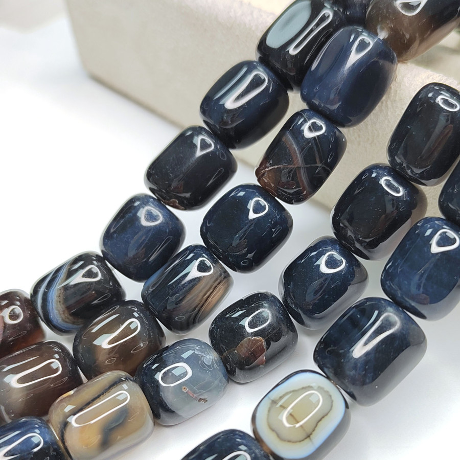 Агат натуральный глазковый 15х13 мм, форма бусины Бочонок