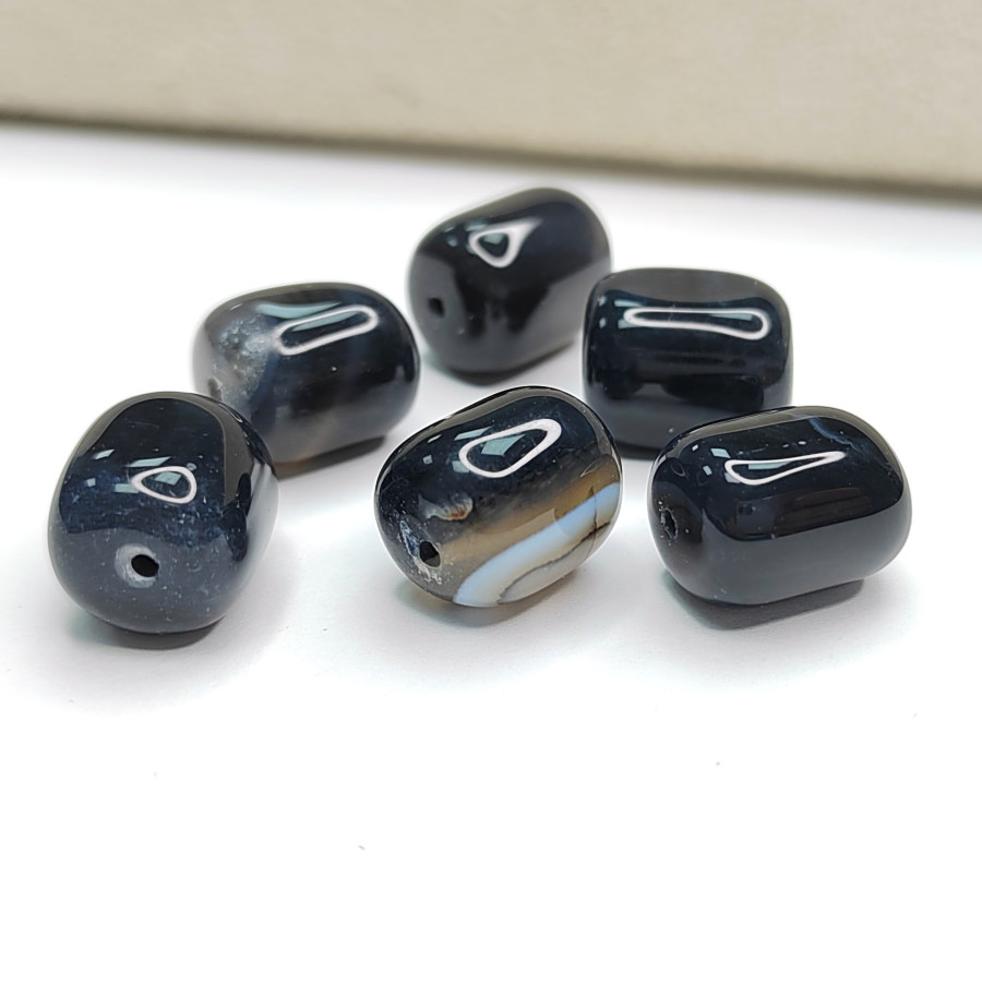 Агат натуральный глазковый 15х13 мм, форма бусины Бочонок