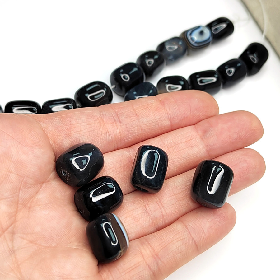 Агат натуральный глазковый 15х13 мм, форма бусины Бочонок