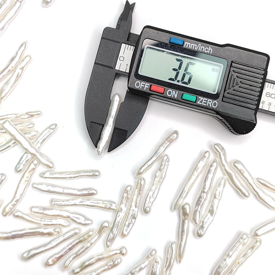 Жемчуг натуральный Бива 25х3 мм белый, культивированный, поперечное сверление, ШТУКА