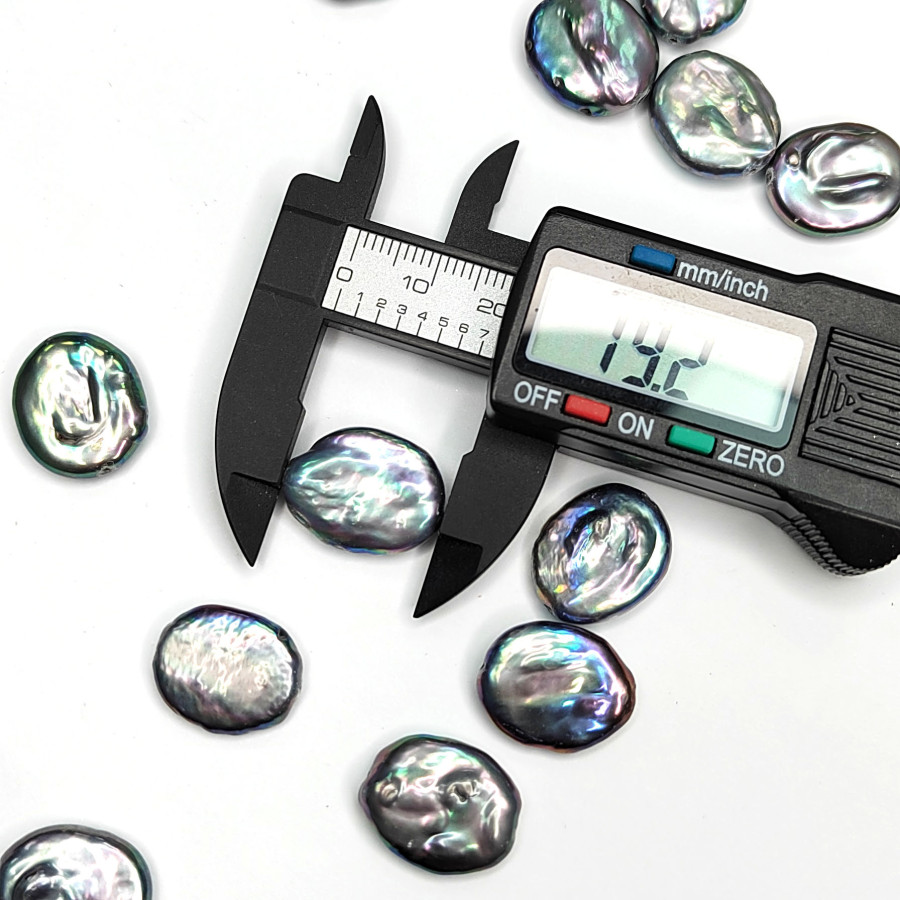 Жемчуг натуральный Кеши 19х15 мм, культивированный, форма Оливка, цвет Павлин, ШТУКА