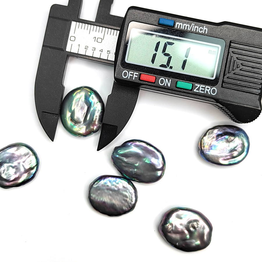 Жемчуг натуральный Кеши 19х15 мм, культивированный, форма Оливка, цвет Павлин, ШТУКА