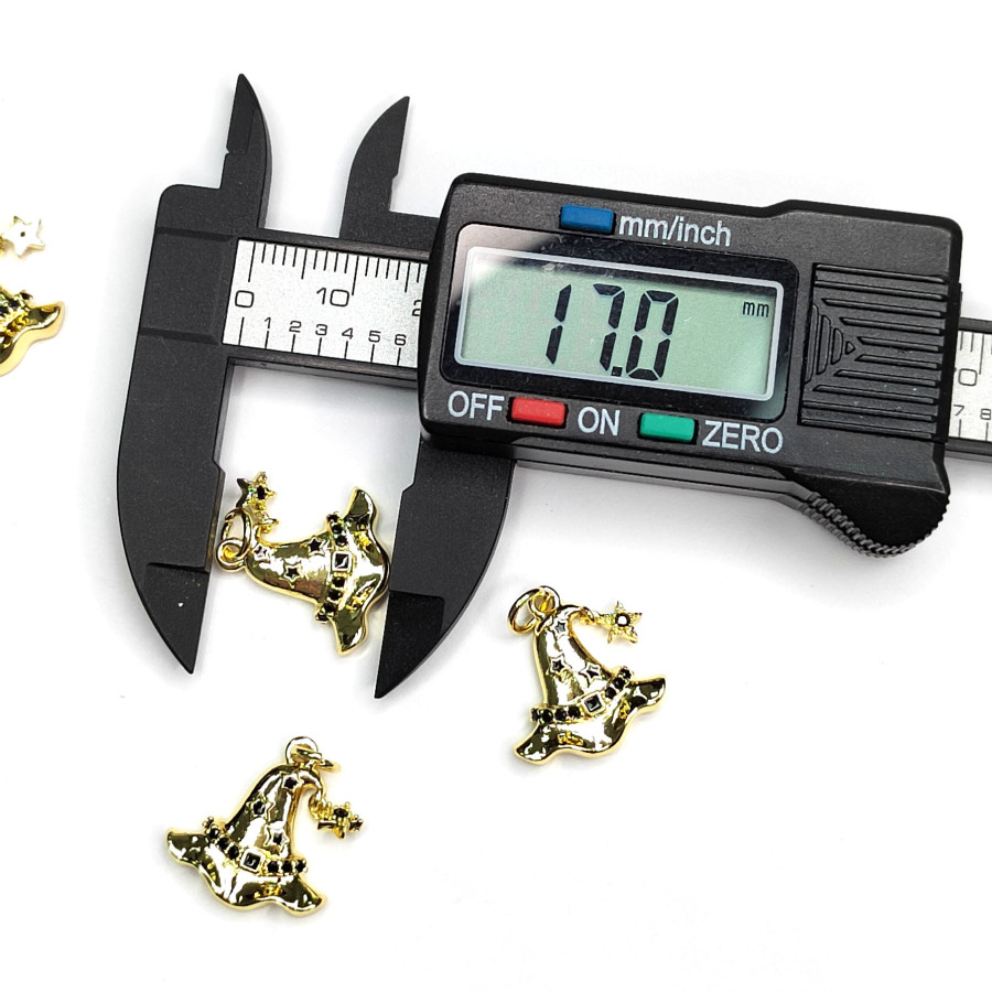 Подвеска шляпа ведьмы 17х16 мм с позолоченным покрытием, штука