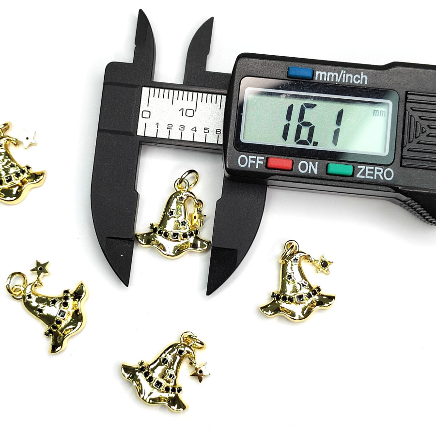 Подвеска шляпа ведьмы 17х16 мм с позолоченным покрытием, штука