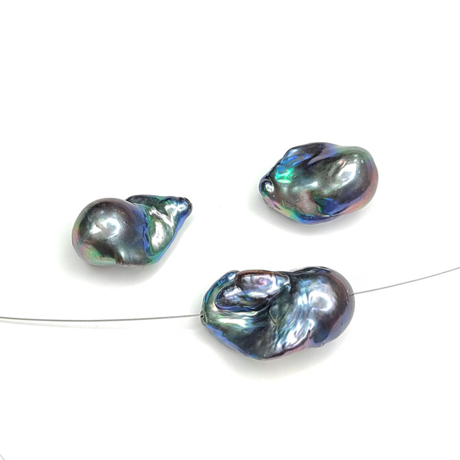 Жемчуг барочный натуральный 25х18 мм культивированный, цвет Павлин, ШТУКА