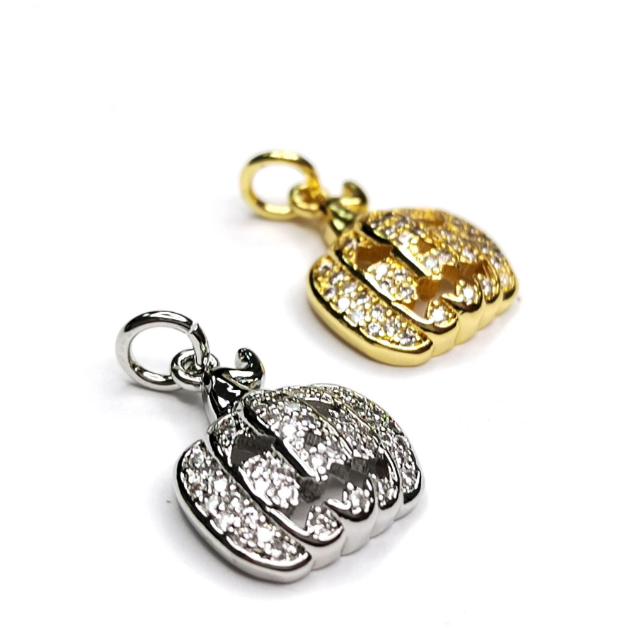 Подвеска Тыква 12х15 мм с фианитами, штука