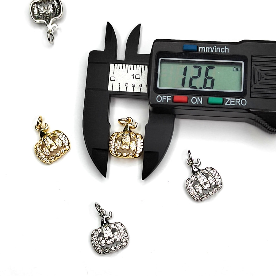 Подвеска Тыква 12х15 мм с фианитами, штука