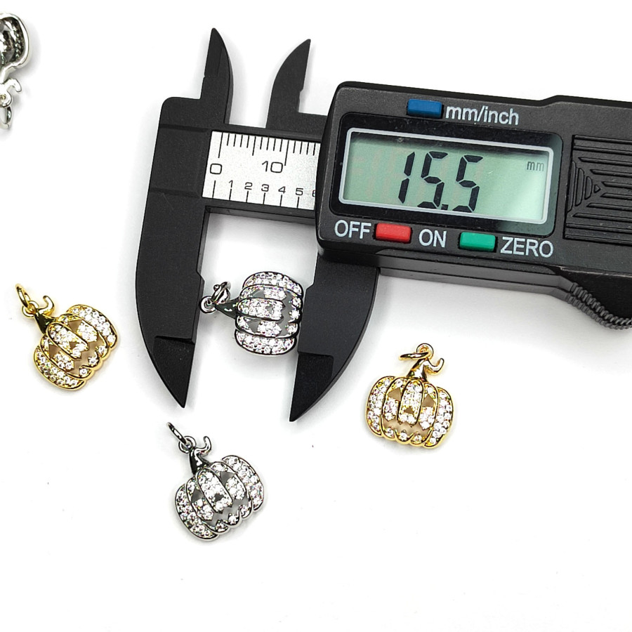 Подвеска Тыква 12х15 мм с фианитами, штука