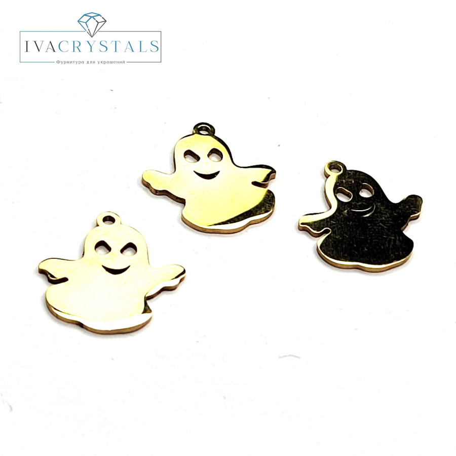 Подвеска Привидение 18х16 мм из стали, штука покрытие Позолота