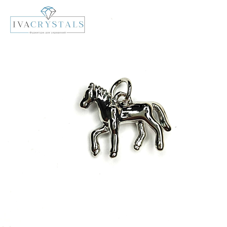 Подвеска Лошадь 16х13 мм, штука покрытие Родий