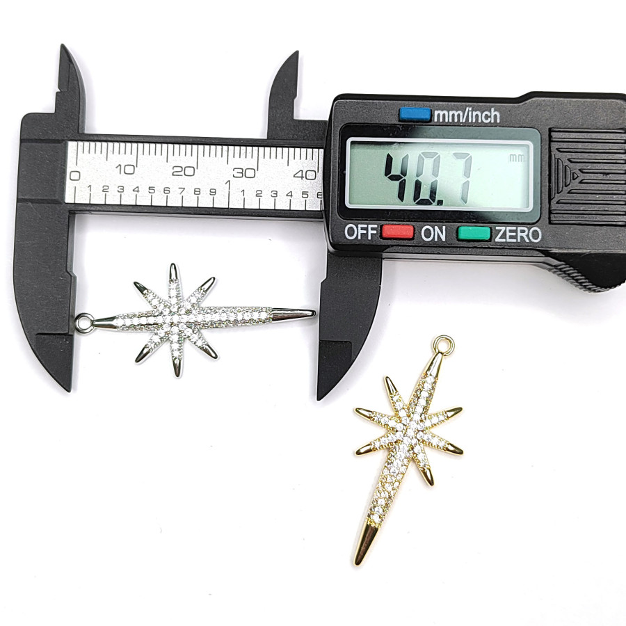 Подвеска Вифлеемская Звезда 40х20 мм с фианитами, штука