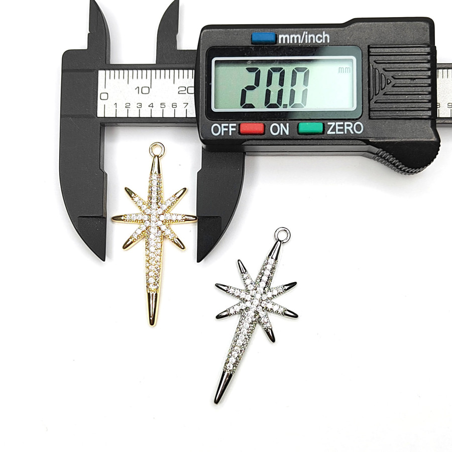 Подвеска Вифлеемская Звезда 40х20 мм с фианитами, штука