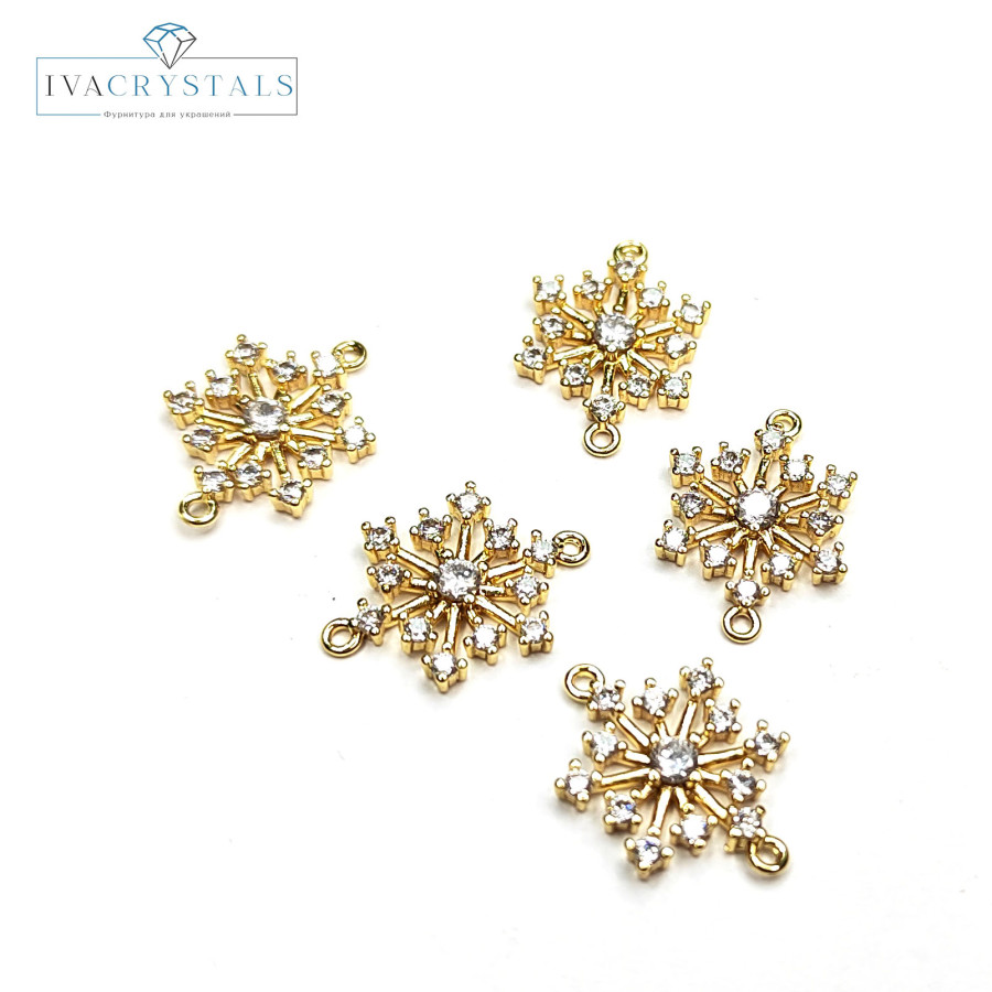 Коннектор Снежинка 16х11 мм, покрытие позолота, штука