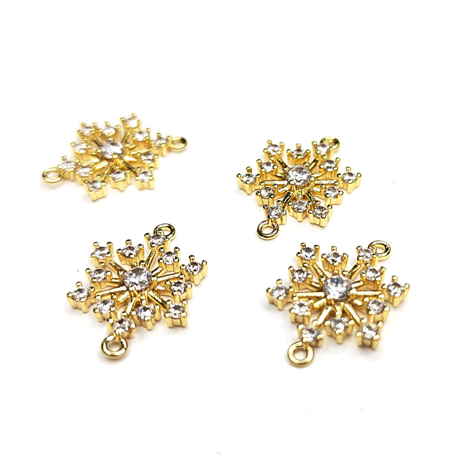 Коннектор Снежинка 16х11 мм, покрытие позолота, штука