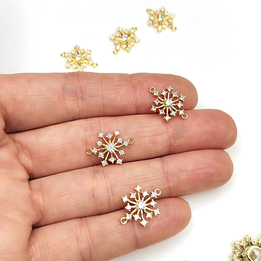 Коннектор Снежинка 16х11 мм, покрытие позолота, штука