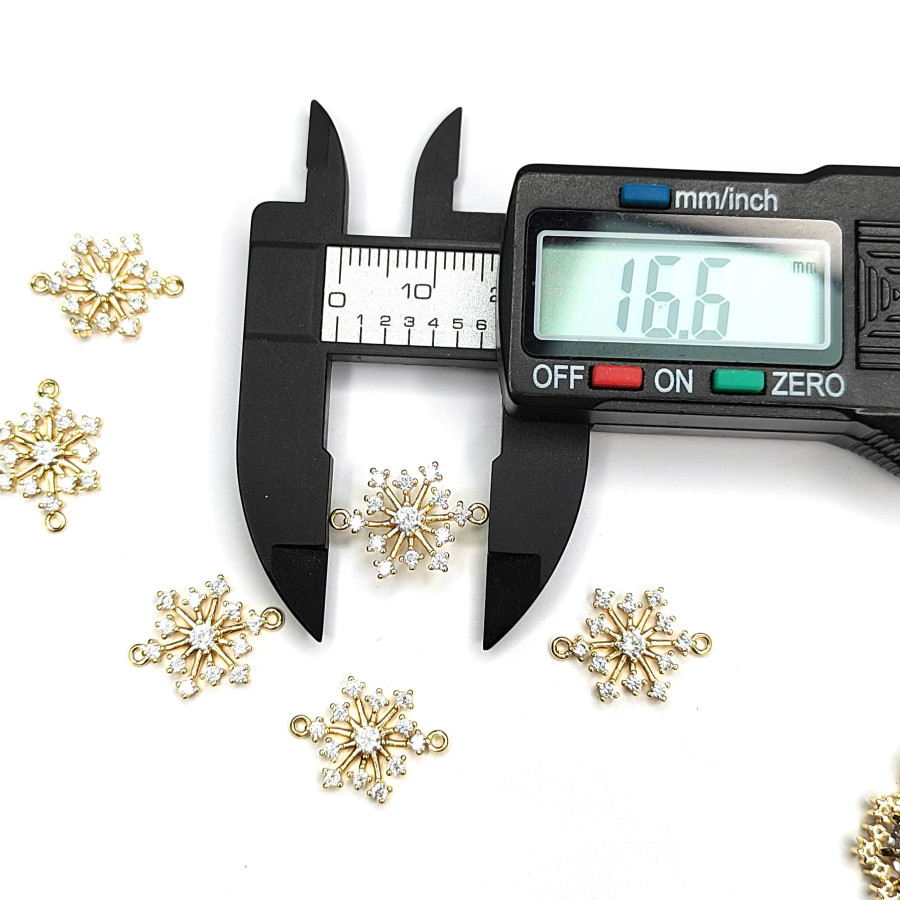 Коннектор Снежинка 16х11 мм, покрытие позолота, штука