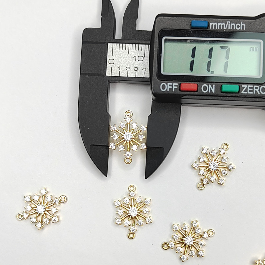 Коннектор Снежинка 16х11 мм, покрытие позолота, штука