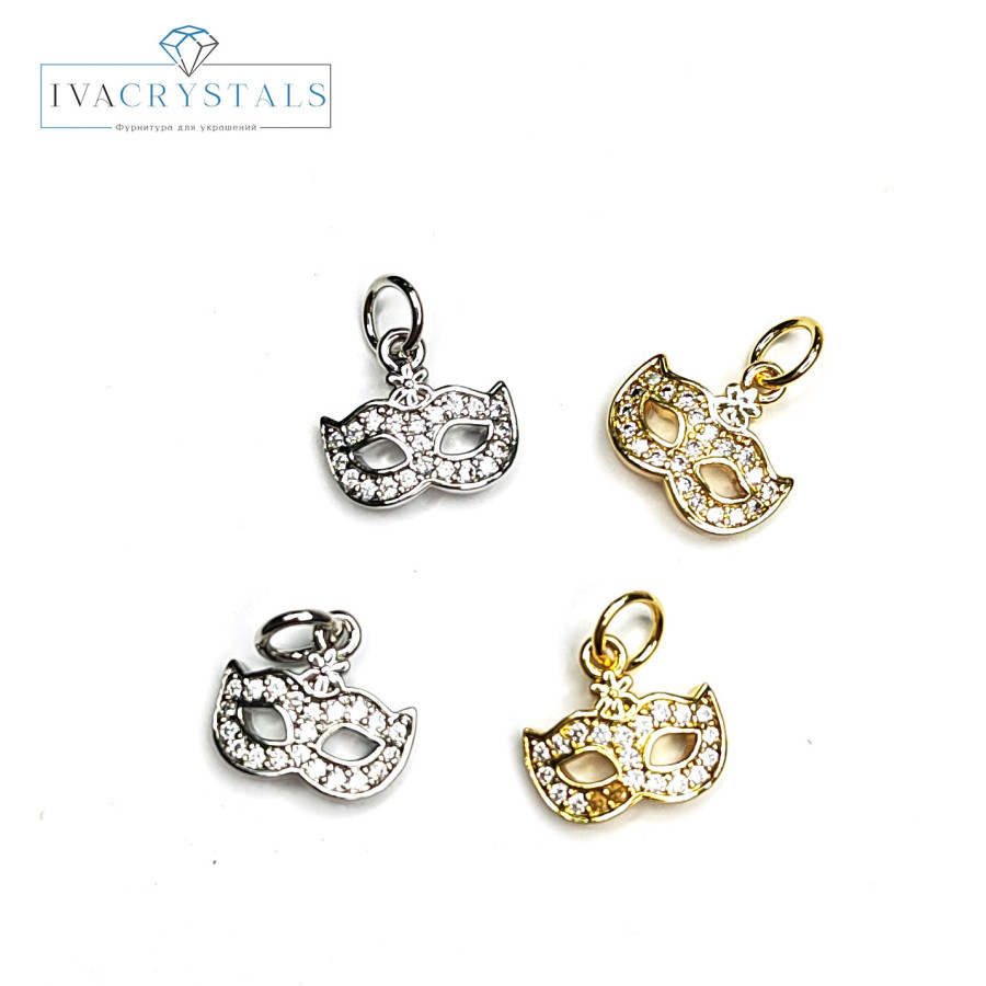 Подвеска Маска 11 мм маскарадная с фианитами, штука