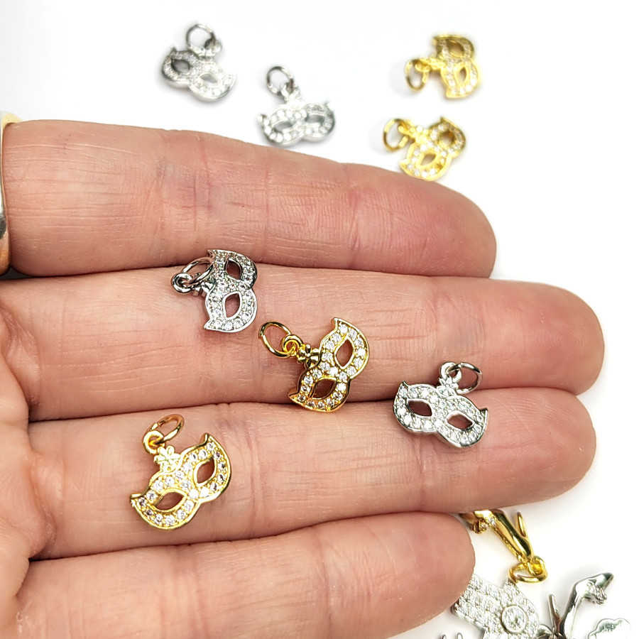 Подвеска Маска 11 мм маскарадная с фианитами, штука